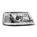 Přední světla, lampy s denním svícením, DRL VW T5 Transporter, Multivan 03-09 chromové