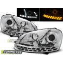 Přední světla, lampy VW Golf V 03-08 Day light, LED blinkr, chromová