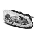 Přední světla, lampy VW Golf VI 08-13 LED TUBE light, DRL, chromová