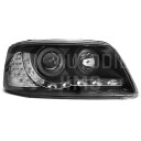 Přední světla, lampy VW T5 Transporter, Multivan Day light, LED blinkr, černé