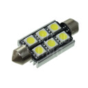 Superlight LED žárovka sufit 12V 42mm 6 led diody SMD 5050 CAN-BUS bílá 6500K