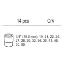 Vložka do zásuvky- sada nástrčných klíčů 3/4", 19-55 mm, 14ks