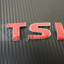 Znak, logo, emblém, nápis Škoda, VW TSI 3D červený - samolepící 