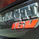 Znak, logo, emblém, nápis VW 16V červený - nalepovací  