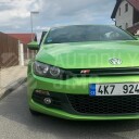 Znak, logo, emblém, nápis VW R-line - na přední masku, červený, kovový