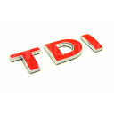 Znak, logo, emblém, nápis VW TDI 3D, celočervené - samolepící