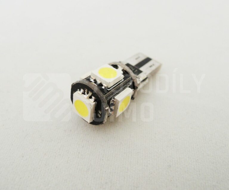 Superlight LED autožárovka T10 W5W 12V 5 Led diod SMD 5050 bílá 6500K CANBUS