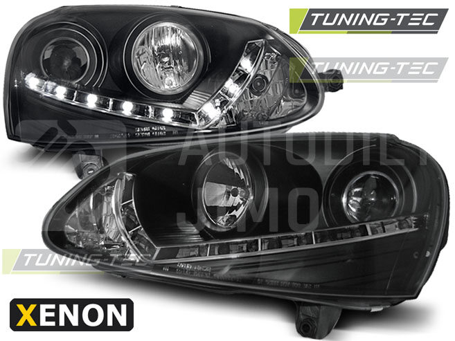 Přední světla, lampy xenonové VW Golf V 03-08 Day light černé