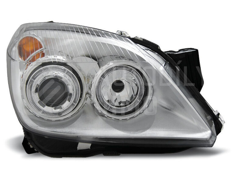 Přední světla, lampy Angel Eyes Opel Astra H 04-09 chromová H7