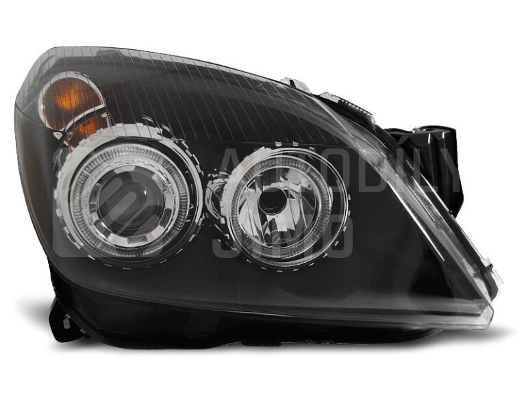 Přední světla, lampy Angel Eyes Opel Astra H 04-09 černá H7