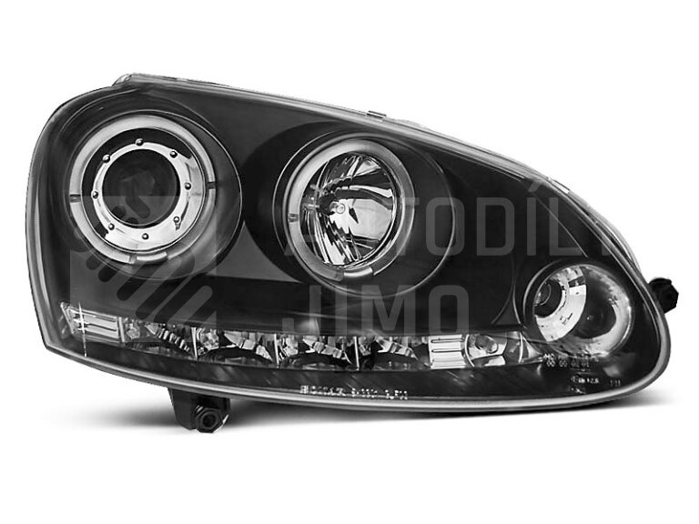 Přední světla, lampy Angel Eyes VW Golf V 03-08 černá H1