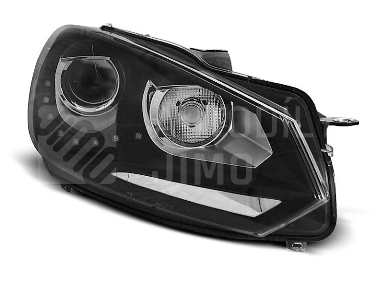 Přední světla, lampy s denním svícením, DRL VW Golf VI 08-13 černé