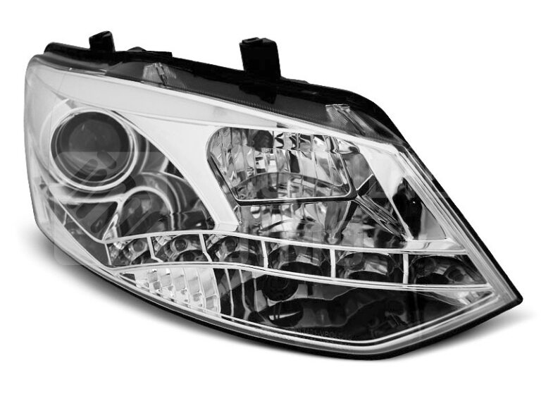 Přední světla, lampy s denním svícením, DRL VW Polo 6R 09-14 chromové