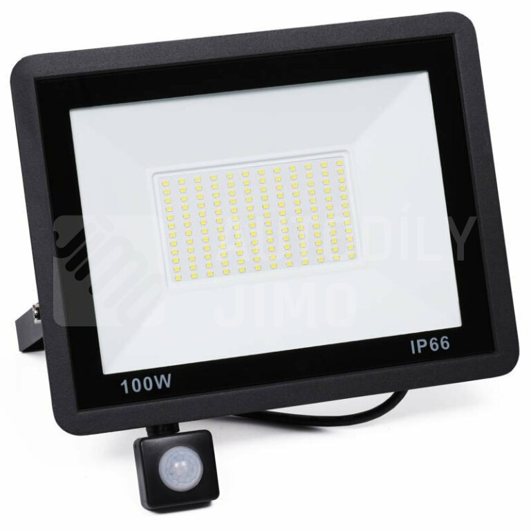Superlight LED reflektor černý 100W s čidlem pohybu a soumraku  IP66 9500 lm 220V